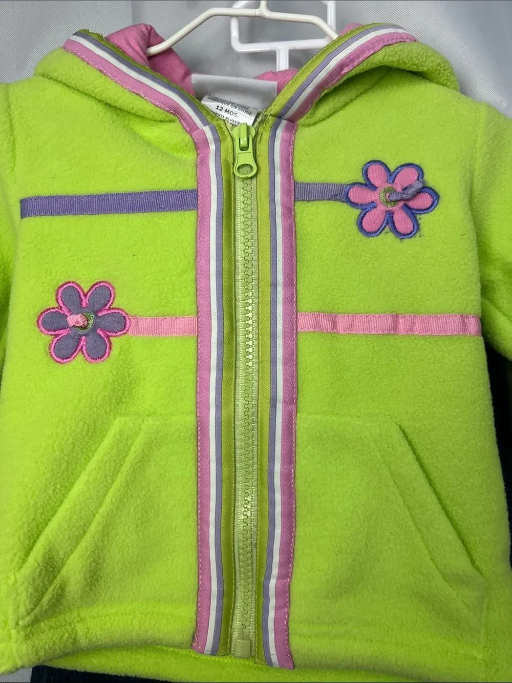 Dakota Blues bright fleece full zip hoodie & jeans floral appliqué matching set